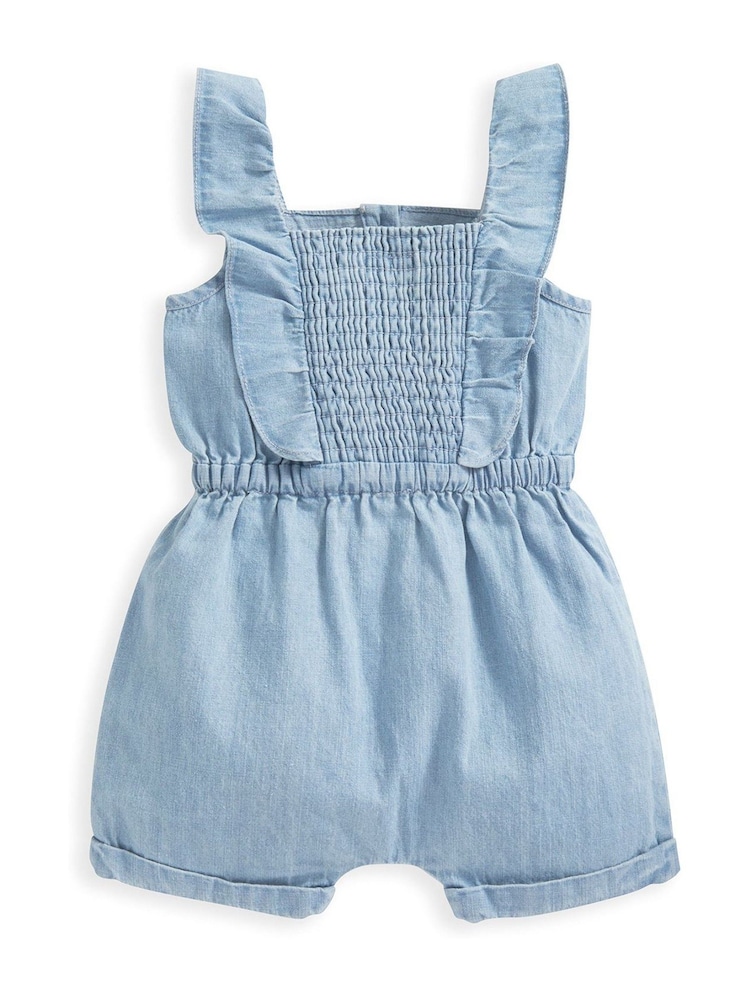 Mamas & Papas Chambray Blue 100% Cotton Playsuit - Image 2 of 3