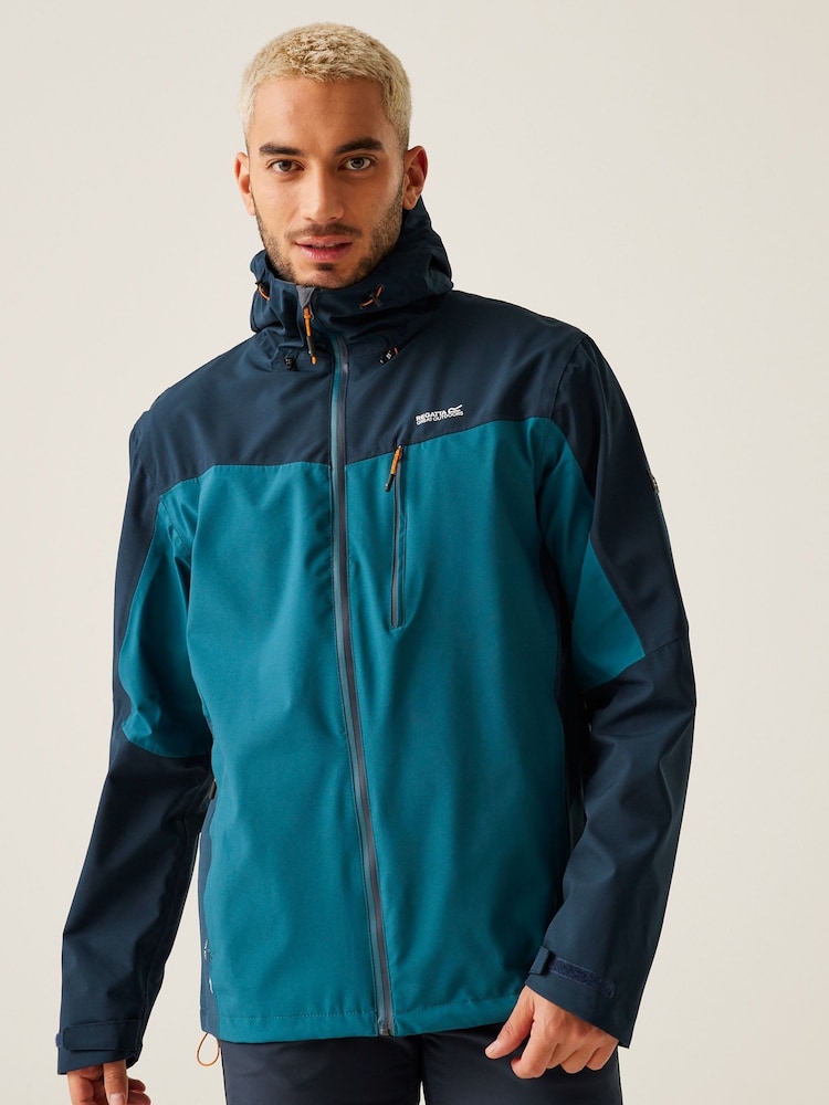 Regatta Blue/Green Birchdale Waterproof Hooded Jacket - Image 1 of 8
