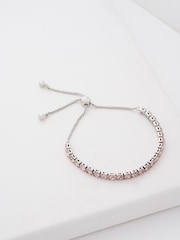 Ted Baker Silver/Rose Pink MELRAH: Crystal Adjustable Tennis Bracelet For Women - Image 2 of 4