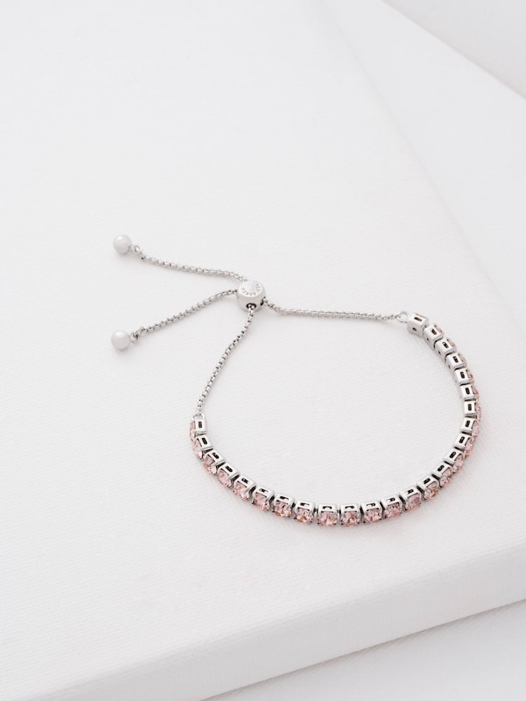 Ted Baker Silver/Rose Pink MELRAH: Crystal Adjustable Tennis Bracelet For Women - Image 2 of 4