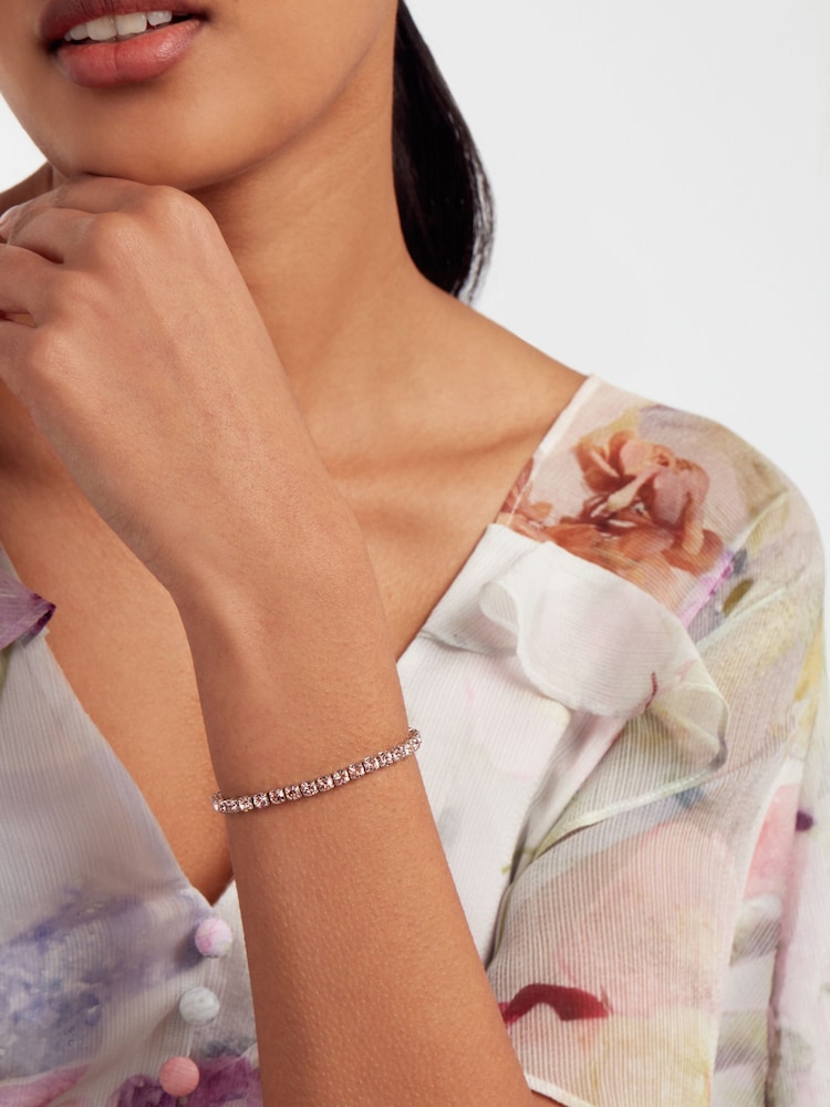 Ted Baker Silver/Rose Pink MELRAH: Crystal Adjustable Tennis Bracelet For Women - Image 3 of 4