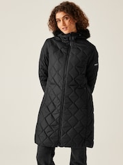 Черный - Regatta Shower Resistant Fritha III Insulated Parka Jacket - Image 1 of 8