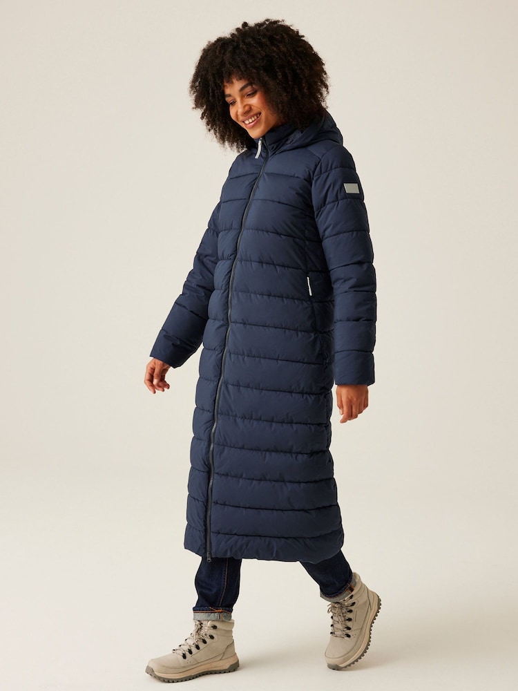 Regatta Blue Shower Resistant Elender Long Padded Coat - Image 3 of 11