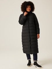 Regatta Black Shower Resistant Elender Long Padded Coat - Image 1 of 14