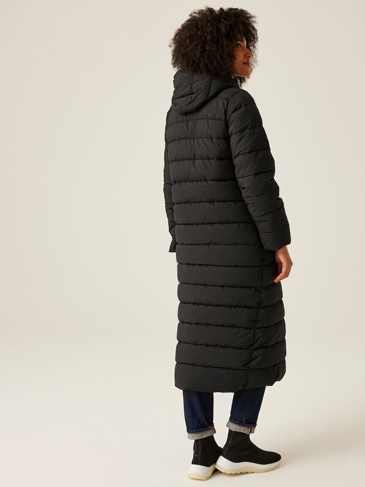 Regatta Black Shower Resistant Elender Long Padded Coat - Image 2 of 14