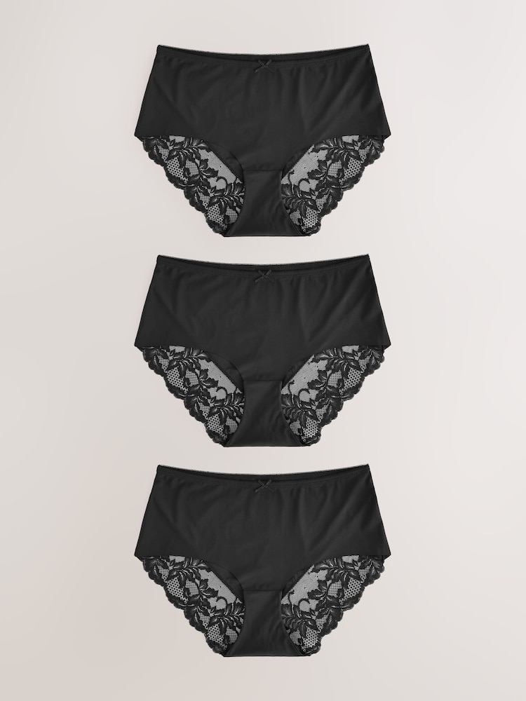 Black Midi No VPL Lace Back Briefs 3 Pack - Image 5 of 6
