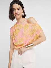 River Island Pink One Shoulder 100% Cotton Top - Image 1 of 4