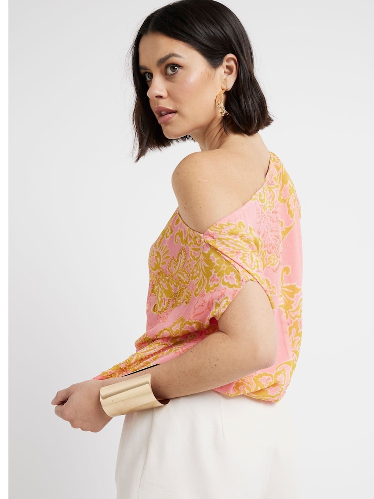 River Island Pink One Shoulder 100% Cotton Top - Image 2 of 4