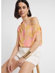 River Island Pink One Shoulder 100% Cotton Top - Image 3 of 4