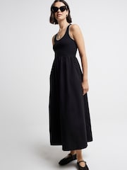 River Island Black Scoop Neck 100% Cotton Maxi Dress - Image 1 of 4