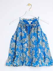 River Island Blue Metallic Halter Top - Image 5 of 6