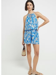 River Island Glitter Floral Halter Neck Playsuit - Bild 2 von 4