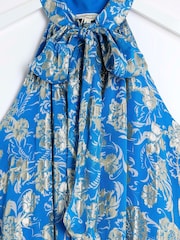 River Island Blue Halter Metallic Trapeze Dress - Image 6 of 6