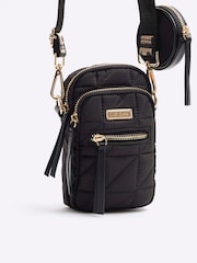 River Island Black Quilted Phone Holder Bag With Pouch - Image 3 of 5