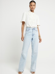 River Island Cream Appliqué Front Blouse - Image 1 of 4