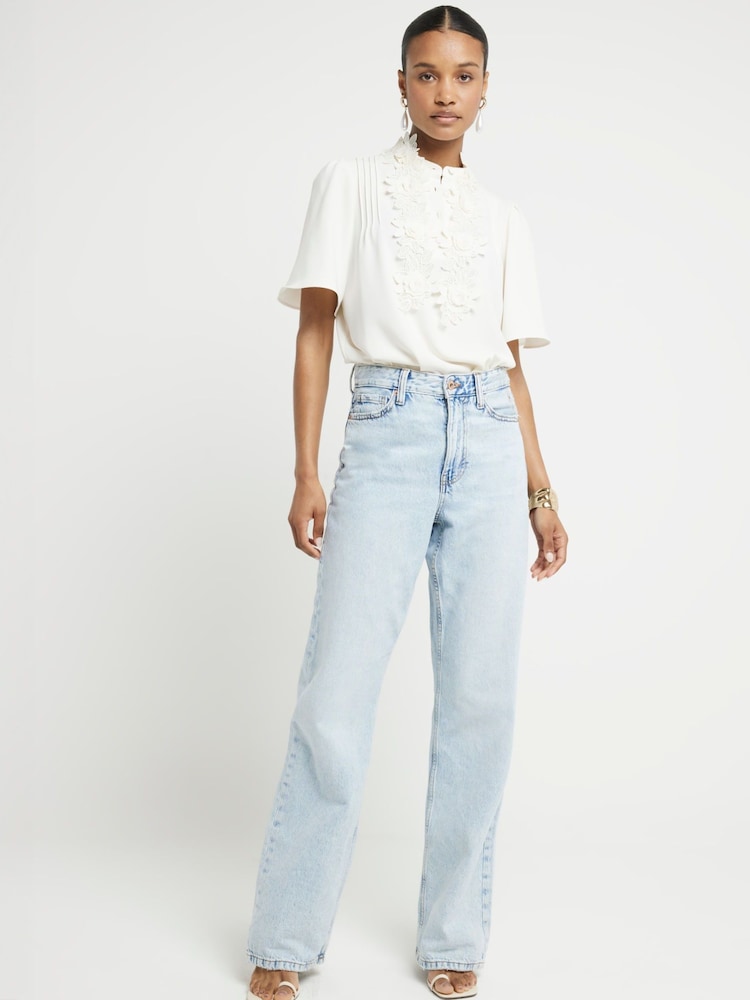 River Island Cream Appliqué Front Blouse - Image 1 of 4