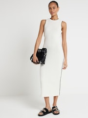 River Island Cream Tipped 100% Cotton Knitted Column Dress - Image 1 of 4