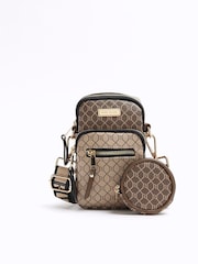 River Island Brown Phone Holder Bag With Pouch - Image 1 of 5