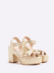 River Island Gold Cross Strap Platform Sandals - Image 2 of 4