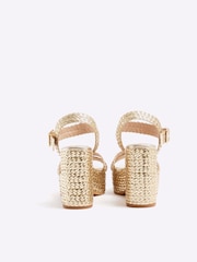 River Island Gold Cross Strap Platform Sandals - Image 3 of 4
