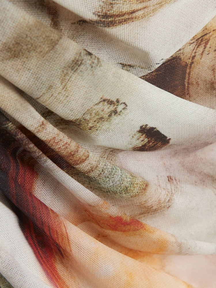 River Island Brown Printed Drape Column Dress - Image 4 of 4