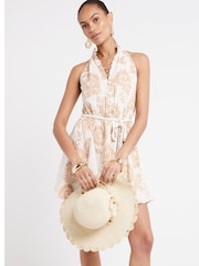 River Island Cream Halter Sparkle Godet Dress - Image 3 of 6