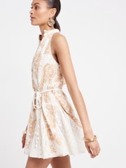River Island Cream Halter Sparkle Godet Dress - Image 4 of 6