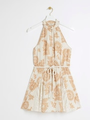 River Island Cream Halter Sparkle Godet Dress - Image 5 of 6