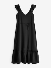 River Island Black Floral Frill Sleeve Maxi Dress - Image 3 of 3