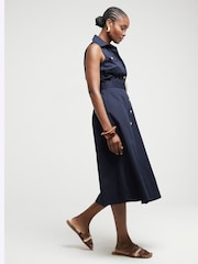 River Island Blue Belted Midi Shirt Dress - Image 2 of 4
