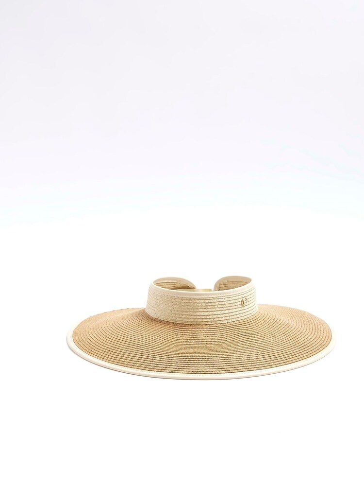 River Island Brown Sparkly Straw Visor Hat - Image 1 of 1