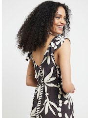 River Island Brown Floral Frill Sleeve Maxi Dress - Image 2 of 4
