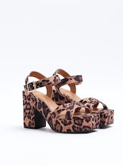 River Island Brown Cross Strap Platform Sandals - Image 2 of 4