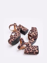 River Island Brown Cross Strap Platform Sandals - Image 4 of 4