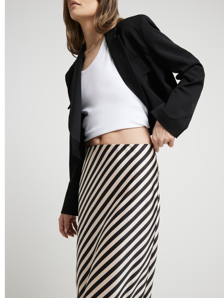 River Island Brown Stripe Satin Bias Maxi Skirt - Image 2 of 4