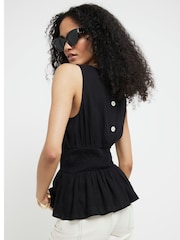River Island Black Crew Waisted Smock Top - Image 2 of 4