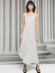 River Island White Asymmetric Hem Slip Dress - Image 1 of 4