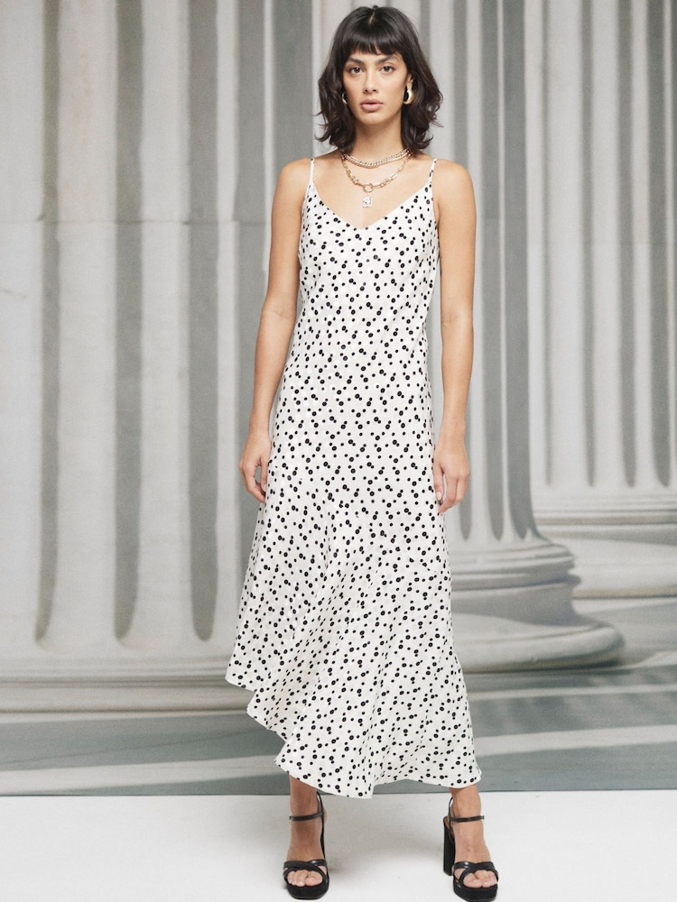 River Island White Asymmetric Hem Slip Dress - Image 1 of 4