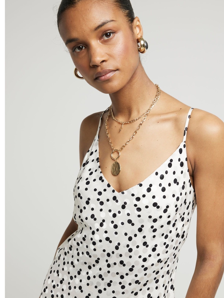 River Island White Asymmetric Hem Slip Dress - Image 4 of 4 River Island White Asymmetric Hem Slip Dress - Image 4 of 4