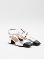 River Island Silver T Bar Block Heels - Image 2 of 4