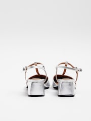River Island Silver T Bar Block Heels - Image 3 of 4