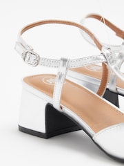 River Island Silver T Bar Block Heels - Image 4 of 4