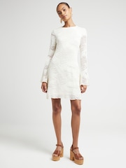 River Island Cream Mini Crochet 100% Cotton Skater Dress - Image 1 of 4