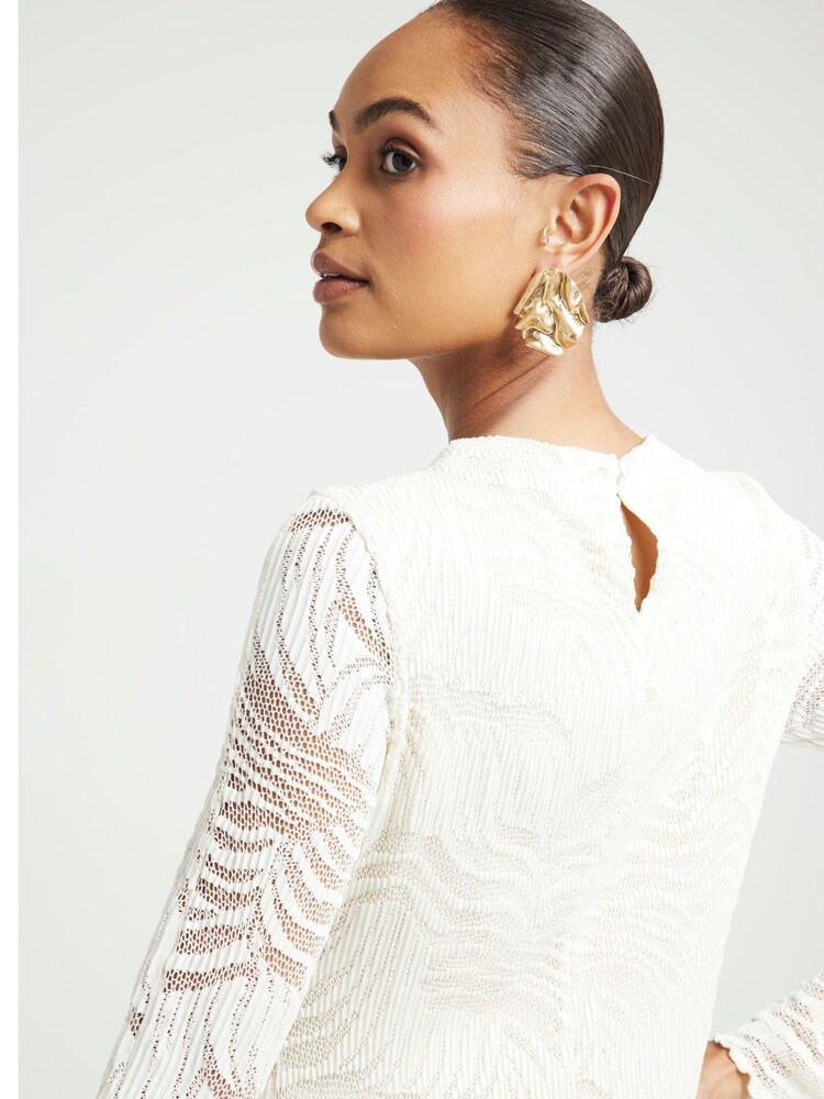 River Island Cream Mini Crochet 100% Cotton Skater Dress - Image 2 of 4