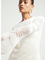 River Island Cream Mini Crochet 100% Cotton Skater Dress - Image 3 of 4