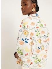 River Island Cream Postcard Print Boxy Shirt - Image 3 of 4