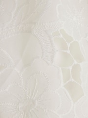 River Island White 100% Cotton Floral Hybrid Puff Sleeve T-Shirt - Image 5 of 5