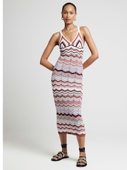 River Island Purple Chevron Striped Column Dress - Image 4 of 4