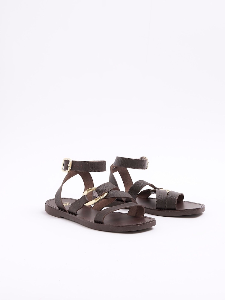 River Island Brown Ring Detail Gladiator Sandals - Image 2 of 5