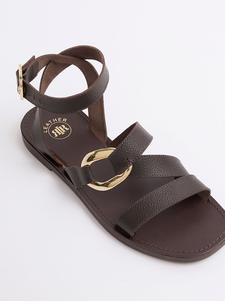 River Island Brown Ring Detail Gladiator Sandals - Image 5 of 5